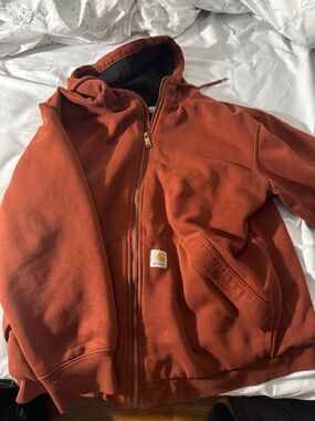 Carhartt Rust Brown heavyweight Hooded Zip Jacket raindefender